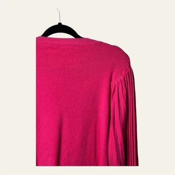 1191. ee:some LONG BALLOON SLEEVE SWEATER HOT PINK IN COLOR SIZE LARGE KNITTED - Picture 10 of 12